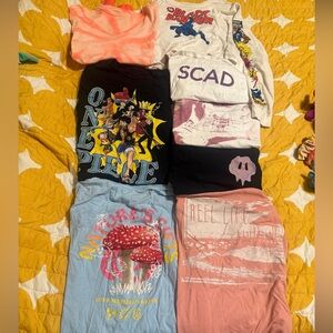 collection of graphic tees (long and short sleeves, all sizes)
